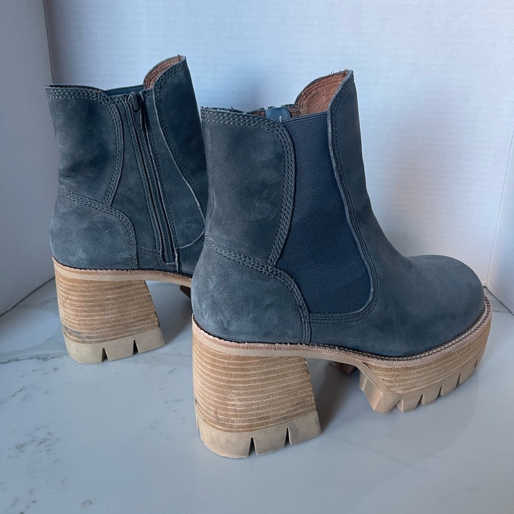 Free People Peston Chelsea Boot Suede Platform Zip Block Heel Gray Size 8 NEW - Picture 7 of 15